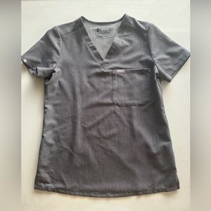 PREOWNED FIGS WOMEN GRAPHITE GRAY SCRUB TOP TECHNICAL COLLECTION SIZE XS